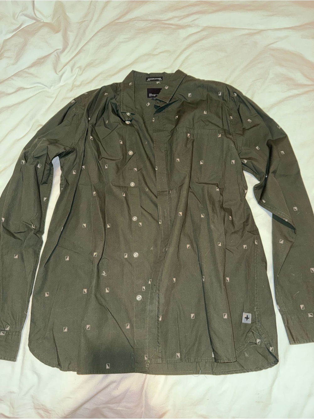 Tavik Olive Green Micro-Print Lightweight Shirt Jacket
